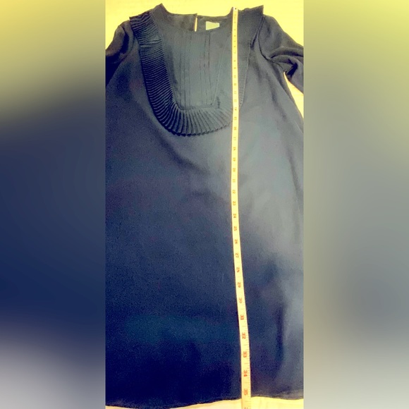 CeCe Navy Ruffle Pleated Bib Shift Dress - Picture 9 of 11